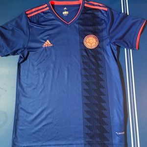 Adidas Colombia National Team Jersey Shirt Blue Soccer Size Large
